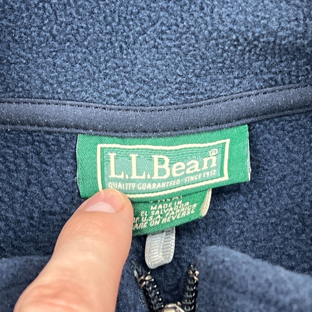 LL Bean Vest Men's Large Blue Polar Fleece Full Zip Sleeveless Mock Neck Pockets - Picture 2 of 9